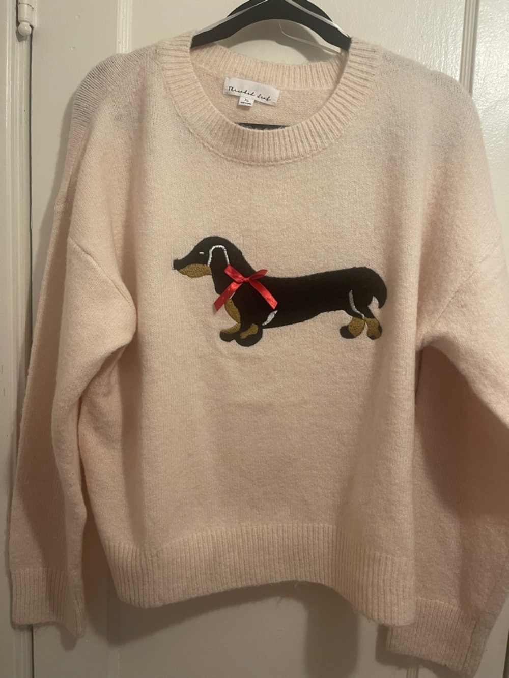 Dachshund Applique Crewneck Sweater (item 49)